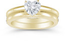 Heart Shaped 0.75 Carat Diamond Solitaire Engagement Set, 14K Yellow Gold
