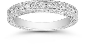 Vintage Cubic Zirconia Bridal Ring Set 14K White Gold 2