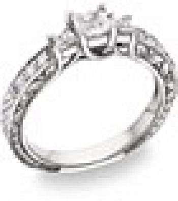 Vintage Cubic Zirconia Bridal Ring Set 14K White Gold 5