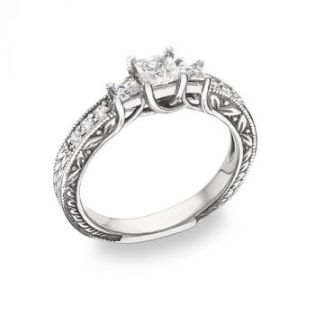 Vintage Cubic Zirconia Bridal Ring Set 14K White Gold 4
