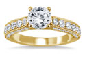 1 7/8 Carat Antique-Style Diamond Engagement Ring, 14K Yellow Gold