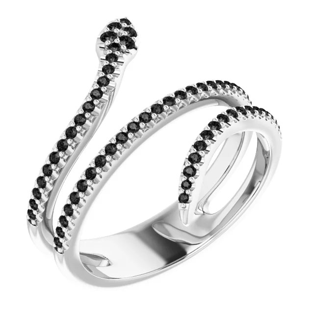 black diamond serpent ring 14k white gold