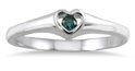 Blue Diamond Heart Solitaire Ring, 14K White Gold