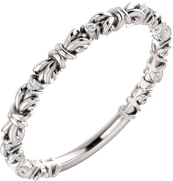 White Gold Knot Diamond Stackable Ring