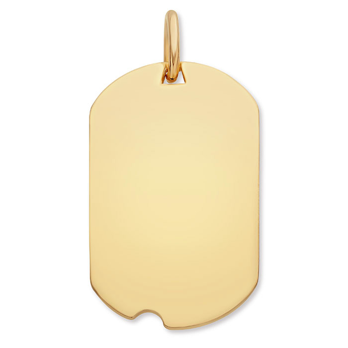 2 Inch Military Dog Tag Pendant Solid Gold Patriotic Jewelry