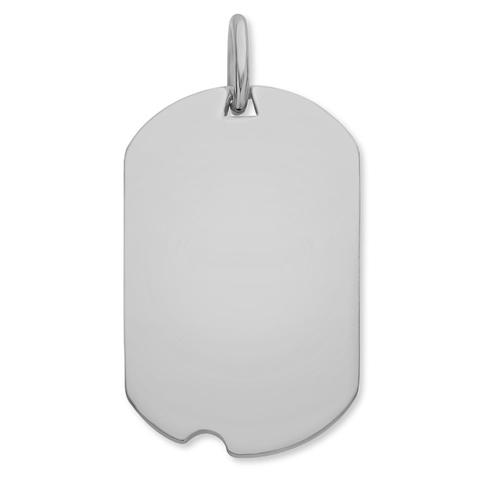2 Inch 14K White Gold US Military Dog Tag Pendant