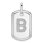 Initial B Diamond Dog Tag Necklace 14K White Gold