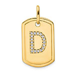 Initial D Dog Tag Diamond Pendant 14K Gold