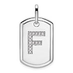 Initial F Diamond Dog Tag Necklace 14K White Gold