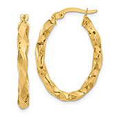 1 1/8-Inch 14K Gold Twisted hoop Earrings for Women