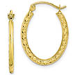 10K Gold Diamond-Patterned Oval Hoop Earrings