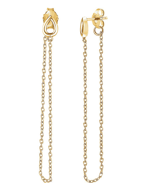 14K Gold Chain Dangle Earrings