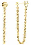 14K Solid Gold Rope Chain Earrings