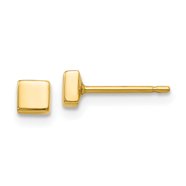 small 14k gold square stud earrings