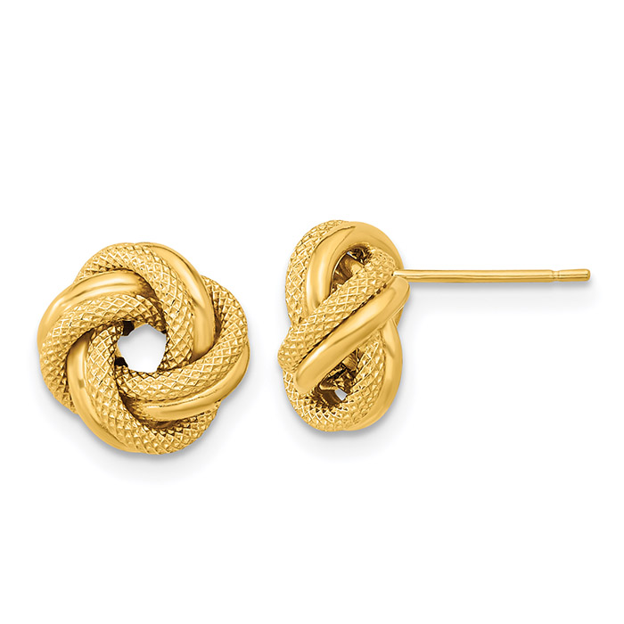 Italian 14K Gold Textured Double Love Knot Earrings