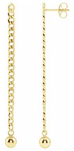 14K Solid Gold Curb Link Ball Earrings