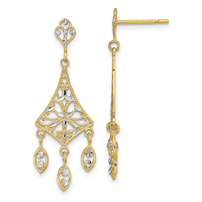 chandelier drop earrings 14k two-tone gold