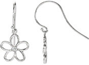 Diamond Flower Earrings, Sterling Silver