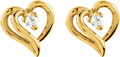 Dual Diamond Heart-Shaped Earrings in 14K Gold