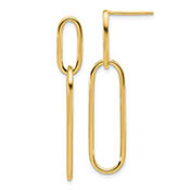 italian paperclip drop earrings 14k gold