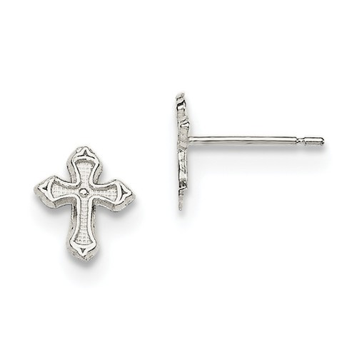 Mini Cross Stud Earrings in Sterling Silver