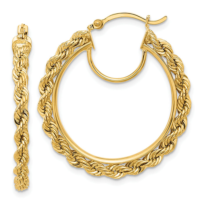 Rope Chain Hoop Earrings in 10K Gold