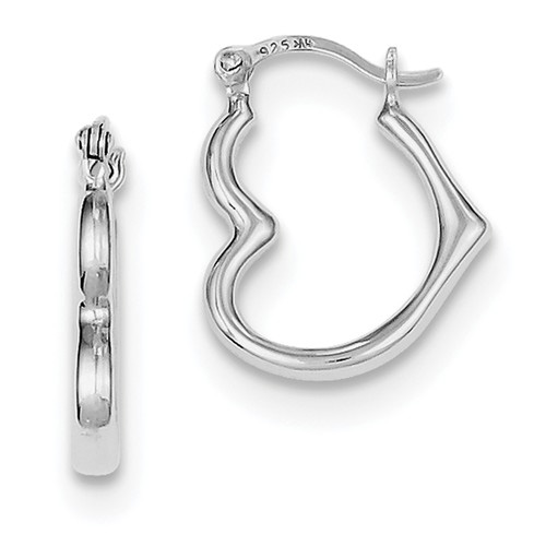 Silver Heart-Shaped Hoop Earrings