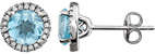 Sky Blue Topaz Diamond Halo Stud Earrings