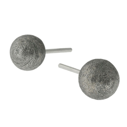 Textured and Oxidized Silver Ball Earrings