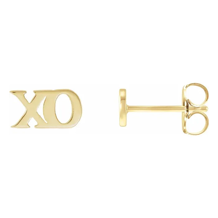 XO Hugs & Kisses Stud Earrings 14K Gold