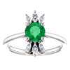 Emerald and Marquise Diamond Petal Ring in 14K White Gold 2