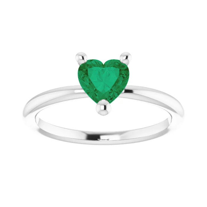 Lab-Made Emerald Heart Ring