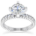 0.87 Carat Diamond Ridged Engagement Ring, 14K White Gold