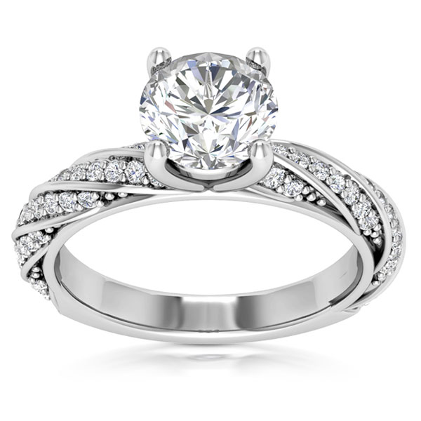 1.34 Carat Diamond Swirl Design Engagement Ring
