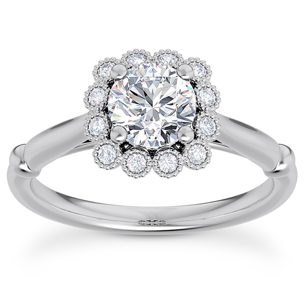 1.15 Carat Diamond 12-Stone Halo Engagement Ring