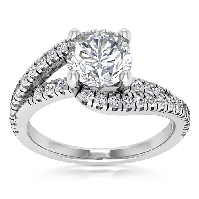 1.15 carat diamond swirl engagement ring 14k white gold