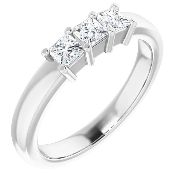 1/2 carat 3-stone princess-cut diamond engagement ring, 14k white gold