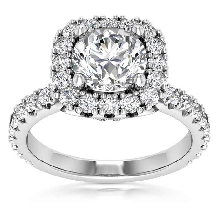 1.60 carat diamond halo engagement ring 14k white gold