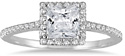 1 Carat Alluring Princess-Cut Diamond Halo Engagement Ring in 14K White Gold