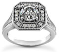 1.16 Carat Octagonal Diamond Halo Engagement Ring