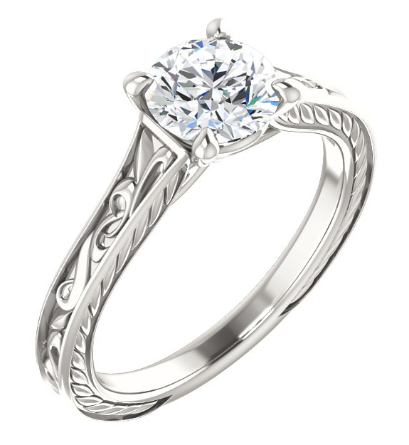 1-Carat Scrollwork Diamond Engagement Ring