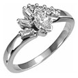 14K White Gold 1/2 Carat Marquise and Baguette Diamond Engagement Ring