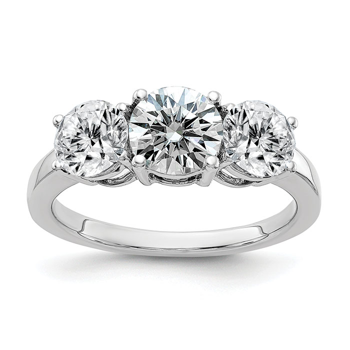 2 Carat Three Stone Diamond Engagement Ring 14K White Gold