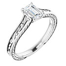 GIA certified 3/4 carat emerald-cut diamond paisley engagement ring