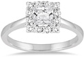 3/4 Carat Princess-Cut Diamond Halo Engagement Ring, 14K White Gold