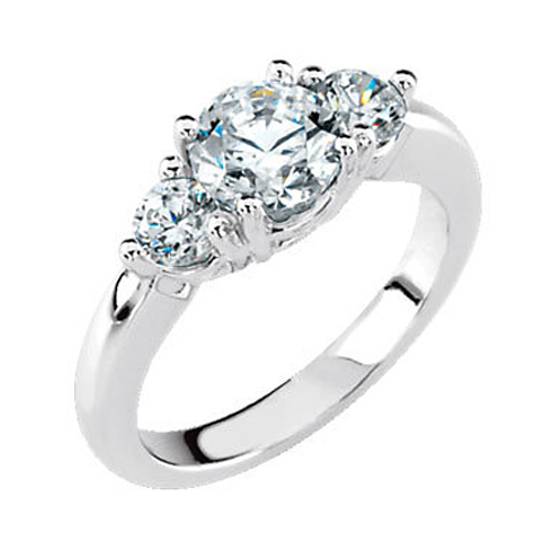 3/4 Carat Three-Stone Diamond Engagement Ring, 14K White Gold