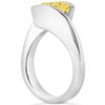 Tension Set Citrine Ring, 14K White Gold 2