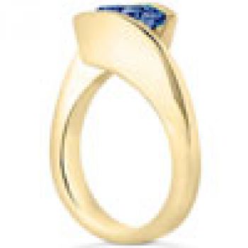 Tension Set Sapphire Engagement Ring in 14K Yellow Gold 2