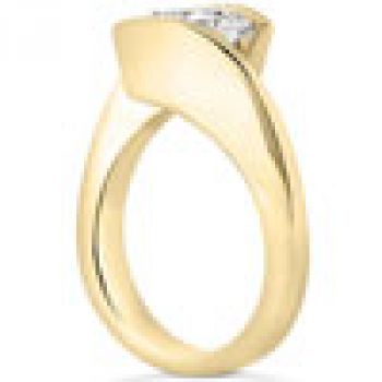 Tension Set CZ Engagement Ring in 14K Yellow Gold 2