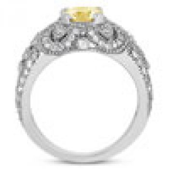 Vintage Style Citrine and Diamond Ring, 14K White Gold 3